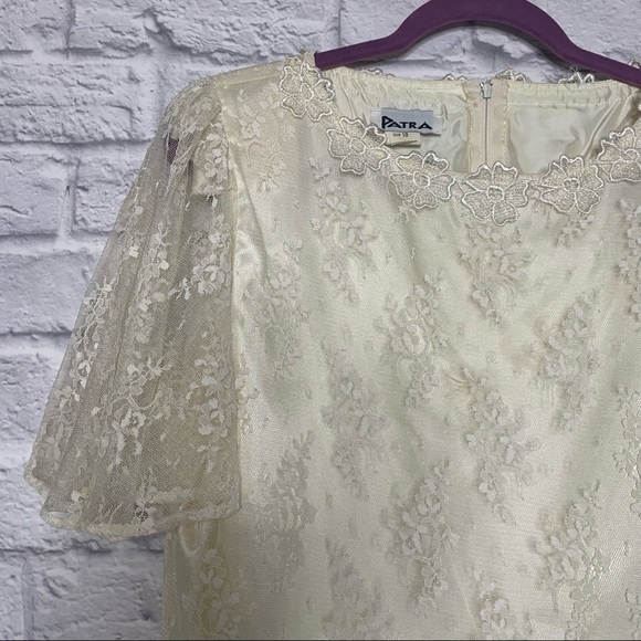 Vintage Patra Lace Overlay Bow Applique Blouse - Picture 8 of 12